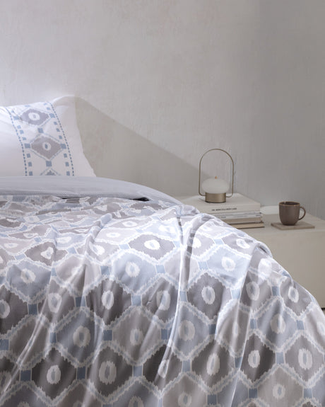 100% Cotton Ranforce Single Duvet Set - Modern Printed Design
