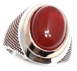 925 Sterling Zilveren Herenring - Ovale Agaat & Bronzen Accent