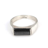 925 Sterling Silver Men's Onyx Ring - Bold Cylindrical Design