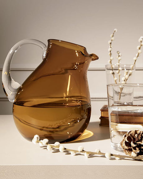 Handmade Glass Serving Carafe - Elegant Gold Accent