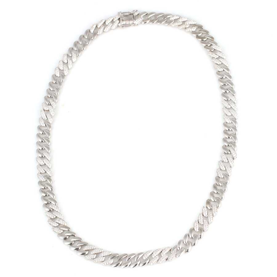 Premium 925 Sterling Silver Stone Embellished Gourmet Chain Necklace