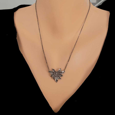 Sterling Silver Flower Pendant Necklace - Delicate Floral Design