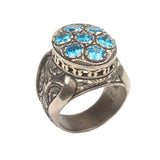 Bague homme en argent sterling 925 | Gemmes de zircon bleu ovales