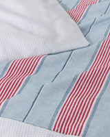 Printed Cotton Twin Duvet Cover Set - Blue & Red