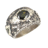 925 Sterling Silver Peridot Men's Ring - Handcrafted Statement