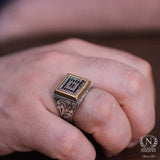 Men's 925 Sterling Silver Ring with Bold Square Zircon Stone