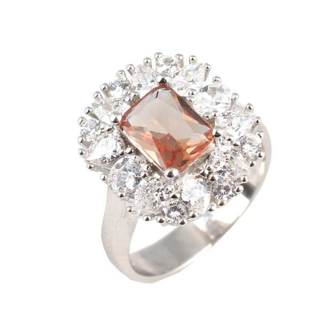 Sterling Silver Zultanite & Zircon Cluster Ring - Rectangular Design