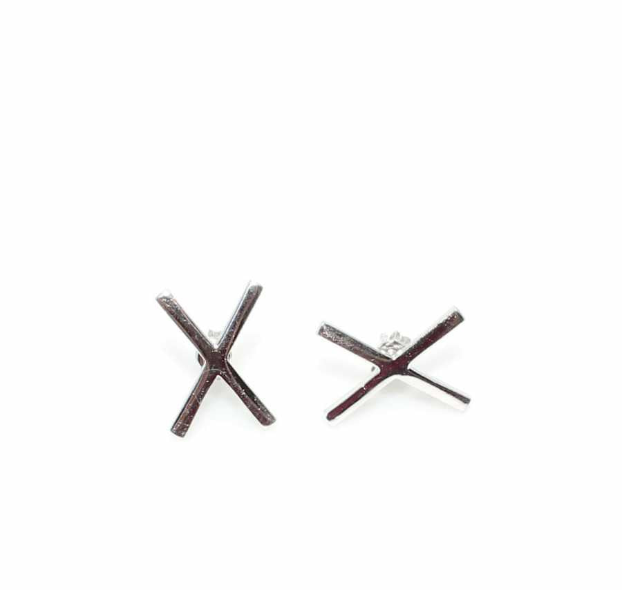 Náušnice z 925 sterlingového stříbra minimalistický tvar X – každodenní elegance