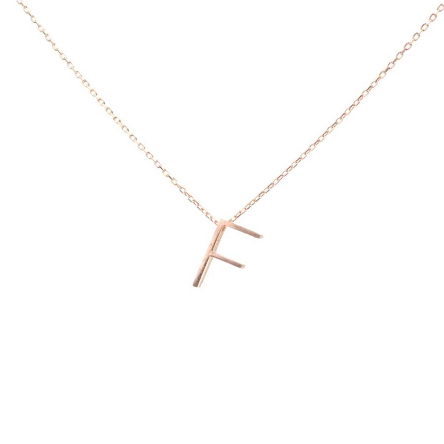 Personalized 925 Sterling Silver 3D Initial F Pendant Necklace