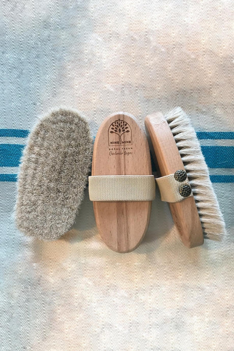 Natural Horse Hair Dry Body Brush for Cellulite & Exfoliation