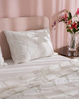 Polyester Double Bedspread Set - Fleuve Embroidered Design
