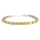 925 Sterling Silver Almond-Cut Synthetic Citrine Tennis Bracelet