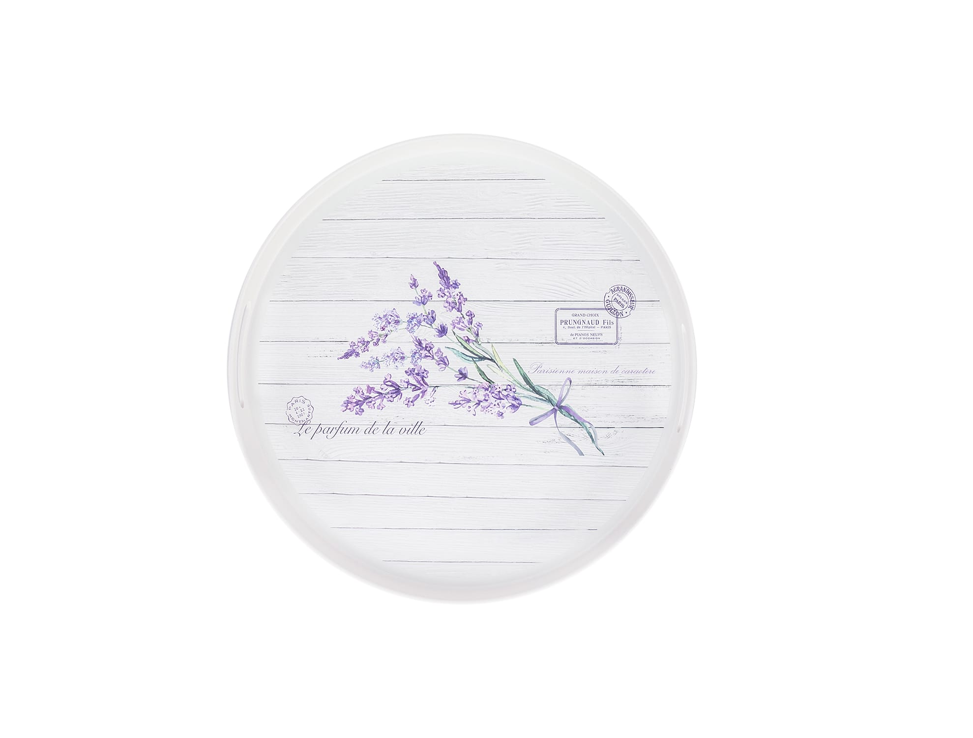 Durable Plastic Round Tray - Lavender Floral Motif