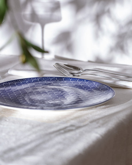 New Bone China Serving Plate - Sapphire Blue & White Design