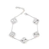 925 Sterling Silver Five Clover Zircon Bracelet