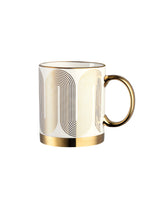 New Bone China 2-Piece Cup Set - Aere Gold Accent Design