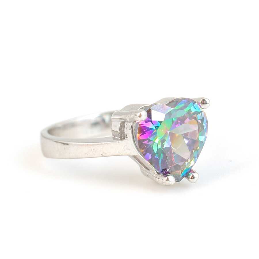 925 Sterling Silver Mystic Topaz Ring - Enchanting Heart Gemstone