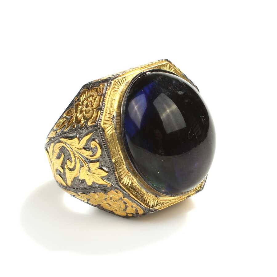 Professional 925 Sterling Silver Oval Synthetic Sapphire Ring