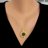 925 Sterling Silver Openable Sunflower Locket Necklace
