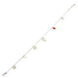 925 Sterling Silver Trendy Summer Charm Anklet - Pearl & Coral