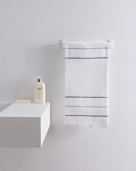 Cotton Blend Face Towel - Bourrache Pattern, White & Grey