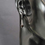 925 Sterling Silver Oval Dangle Earrings - Elegant Onyx Design