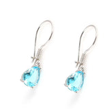 Sterling Silver Aquamarine Zircon Statement Drop Earrings