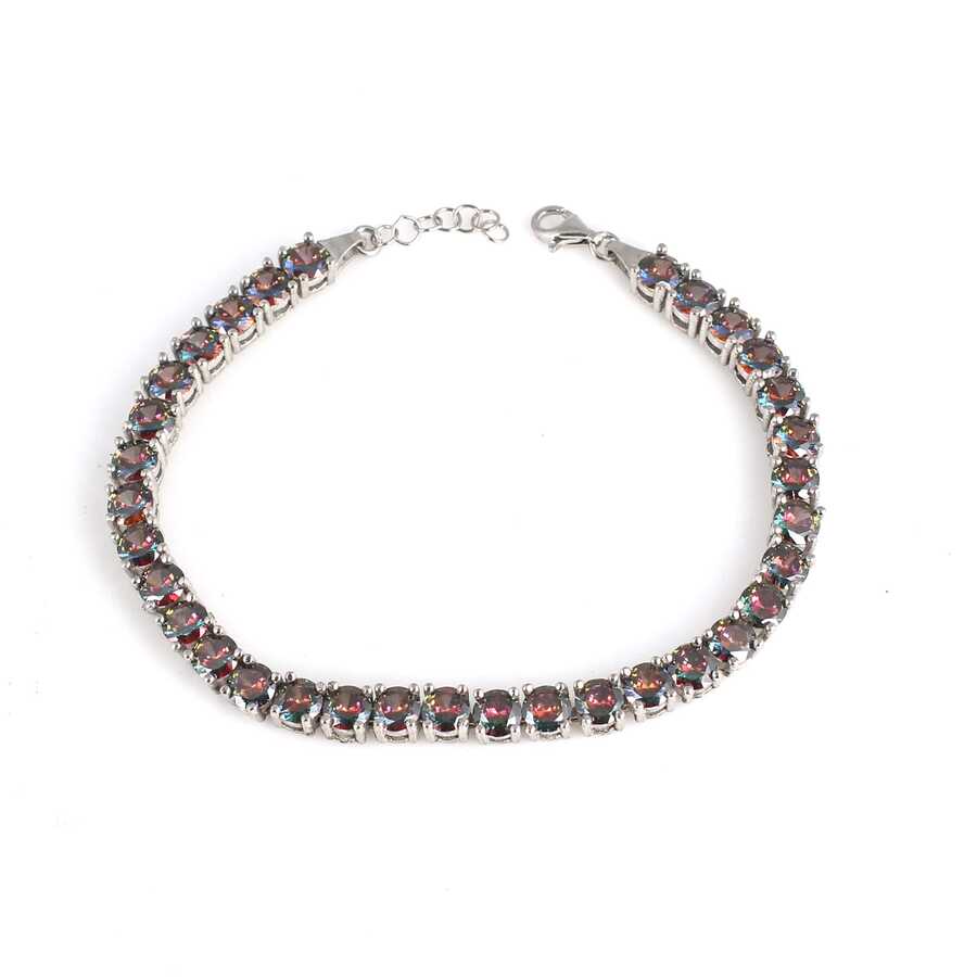 Premium 925 Sterling Silver Mystic Topaz Tennis Bracelet