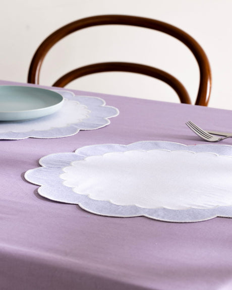 Decorative Embroidered Charger Plate - White Blue Placemat