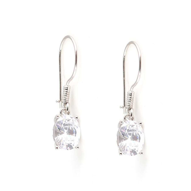 Premium 925 Sterling Silver Oval Zircon Earrings