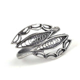925 Sterling Silver Filigree Leaf Ring - Artisan Crafted Design