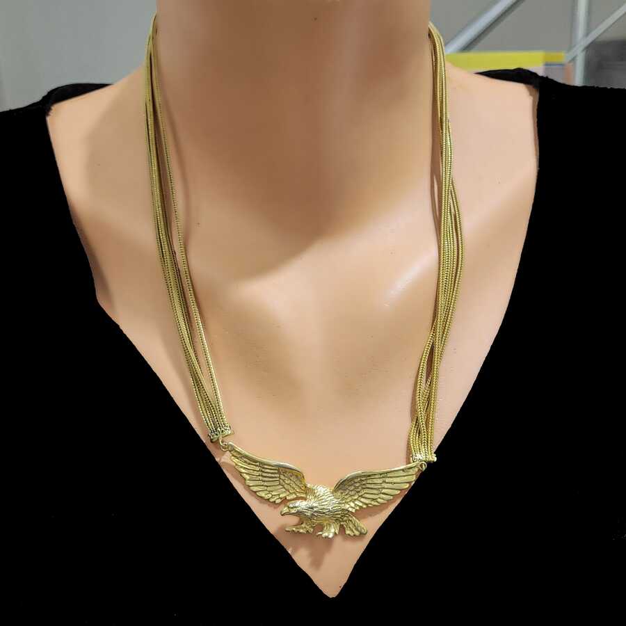 925 Sterling Silver Eagle Necklace - Bold Multi-Chain Design