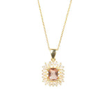 Sterling Silver Zultanite & Baguette Rectangular Halo Necklace