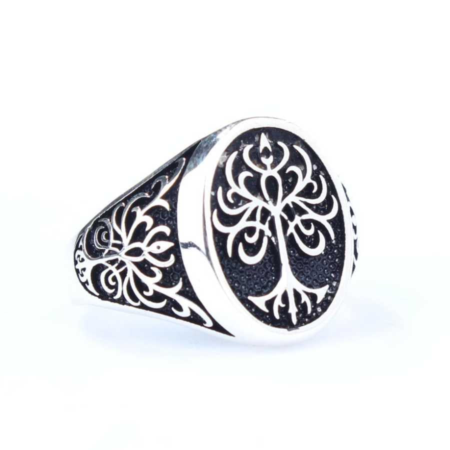 925 Sterling Silver Men's Ring - Symbolic Tree of Life Design