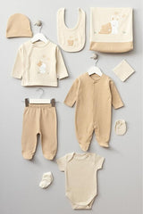 10 - Piece Premium 100% Cotton Newborn Hospital Exit Set - Bear & Rabbit Design - TryAladdin