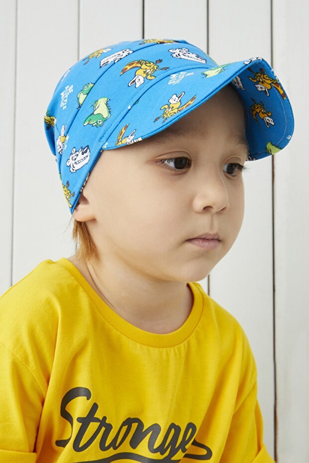 100% Cotton 'Be Little Wild' Blue Visor Hat - TryAladdin