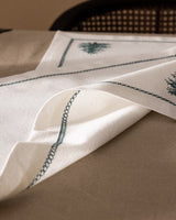 100% Cotton Placemat Set of 2 - Ecru Green Dining Table Linens - TryAladdin