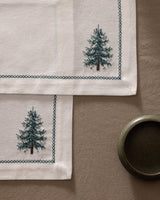 100% Cotton Placemat Set of 2 - Ecru Green Dining Table Linens - TryAladdin
