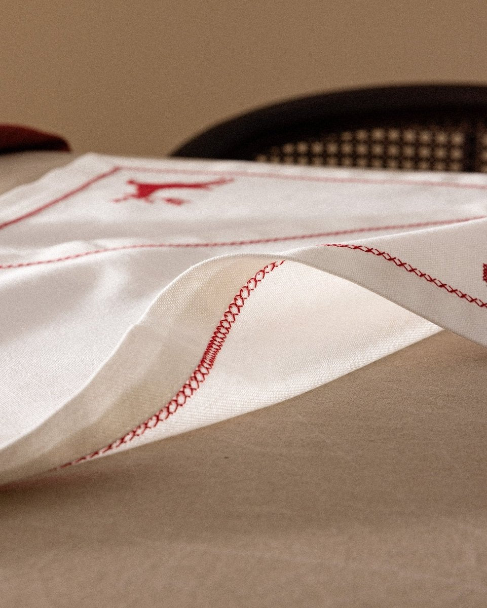 100% Cotton Placemat Set of 2 - Ecru & Red Dinner Table Mats - TryAladdin