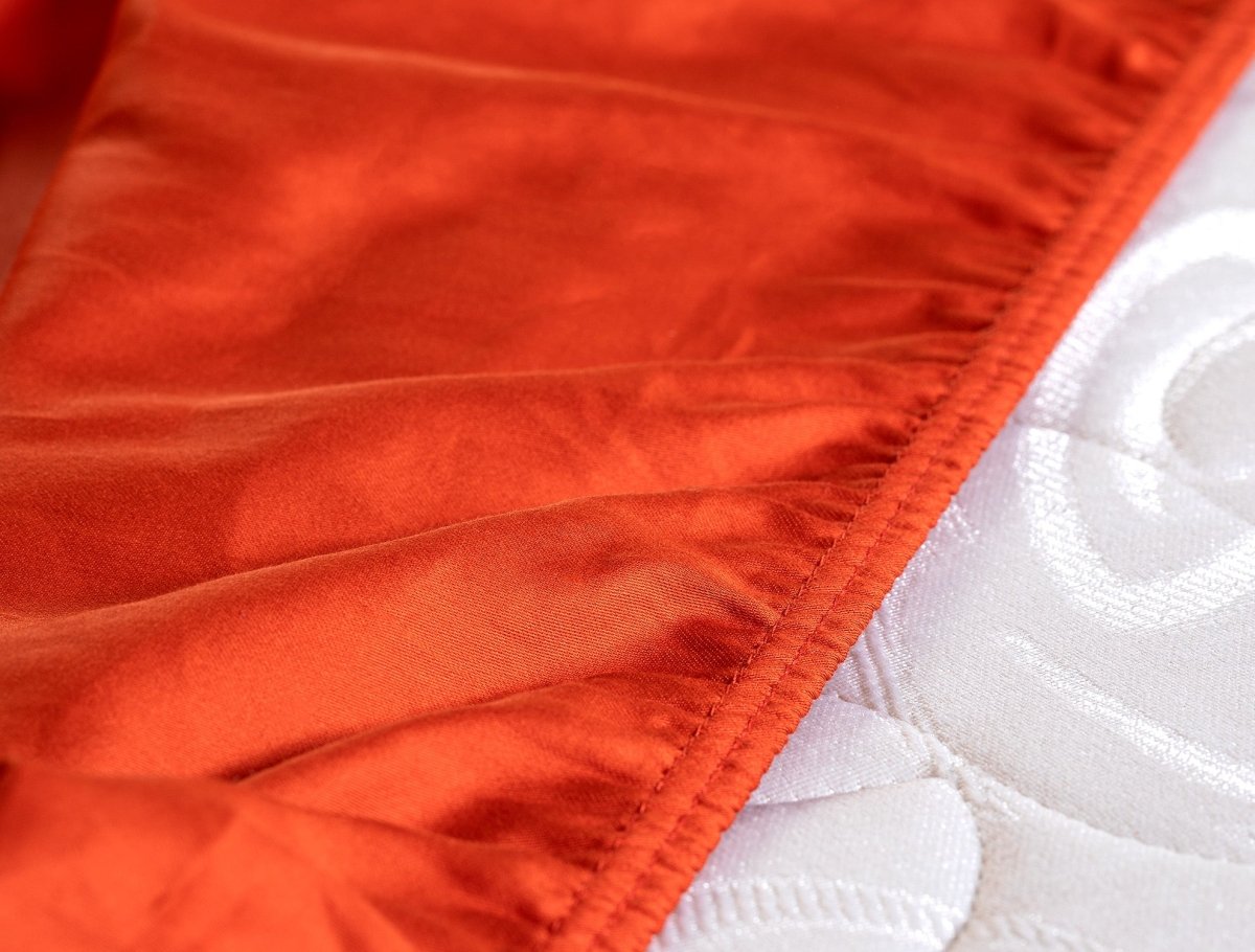 100% Cotton Sateen Fitted Sheet, King Plus Size, Orange - TryAladdin