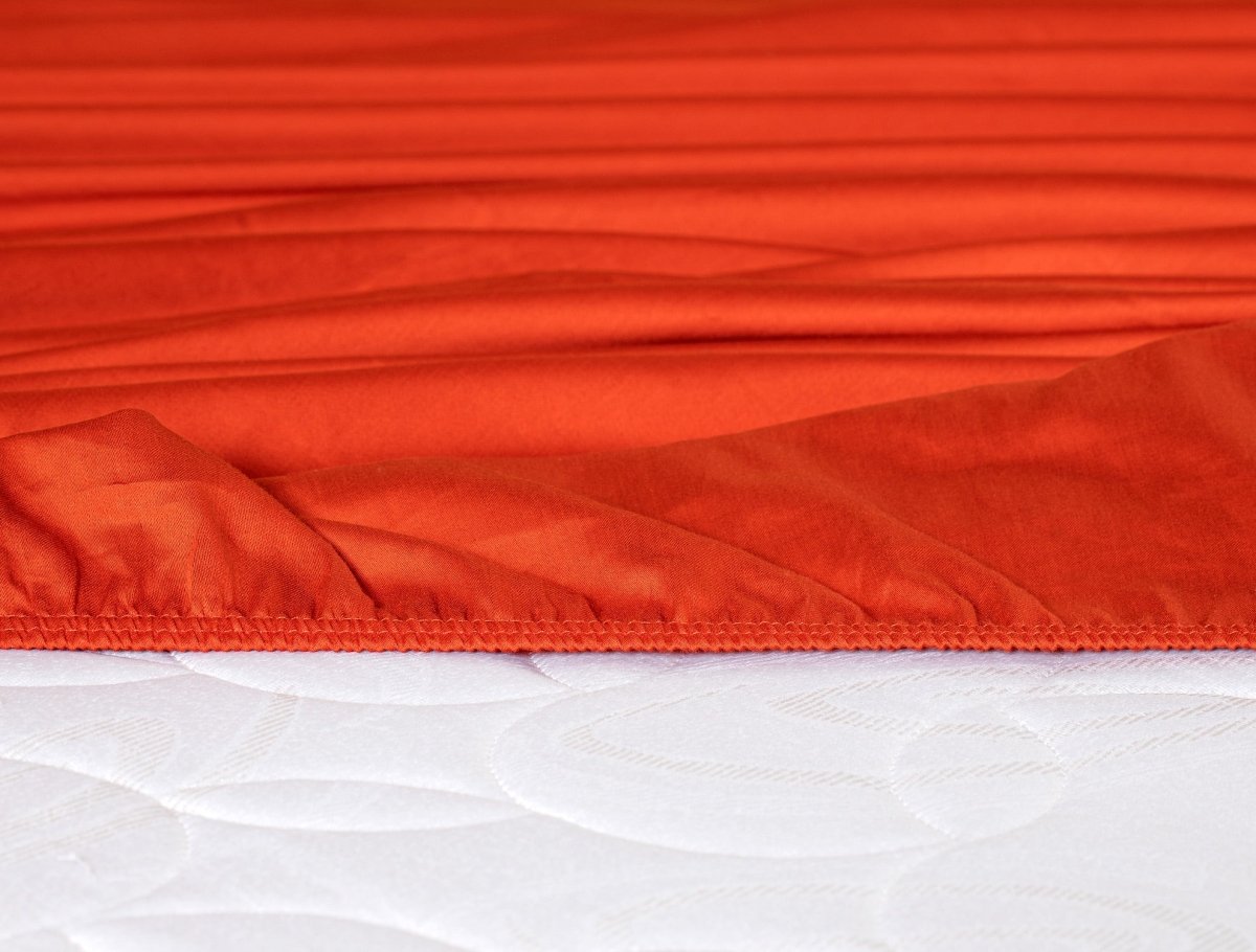 100% Cotton Sateen Fitted Sheet, King Plus Size, Orange - TryAladdin