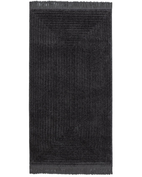 Durable Polyester Fringed Area Rug - Modern Anthracite Design