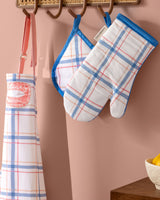 Salmon Cotton 3-Piece Kitchen Textile Set - Apron, Pot Holder & Oven Mitt