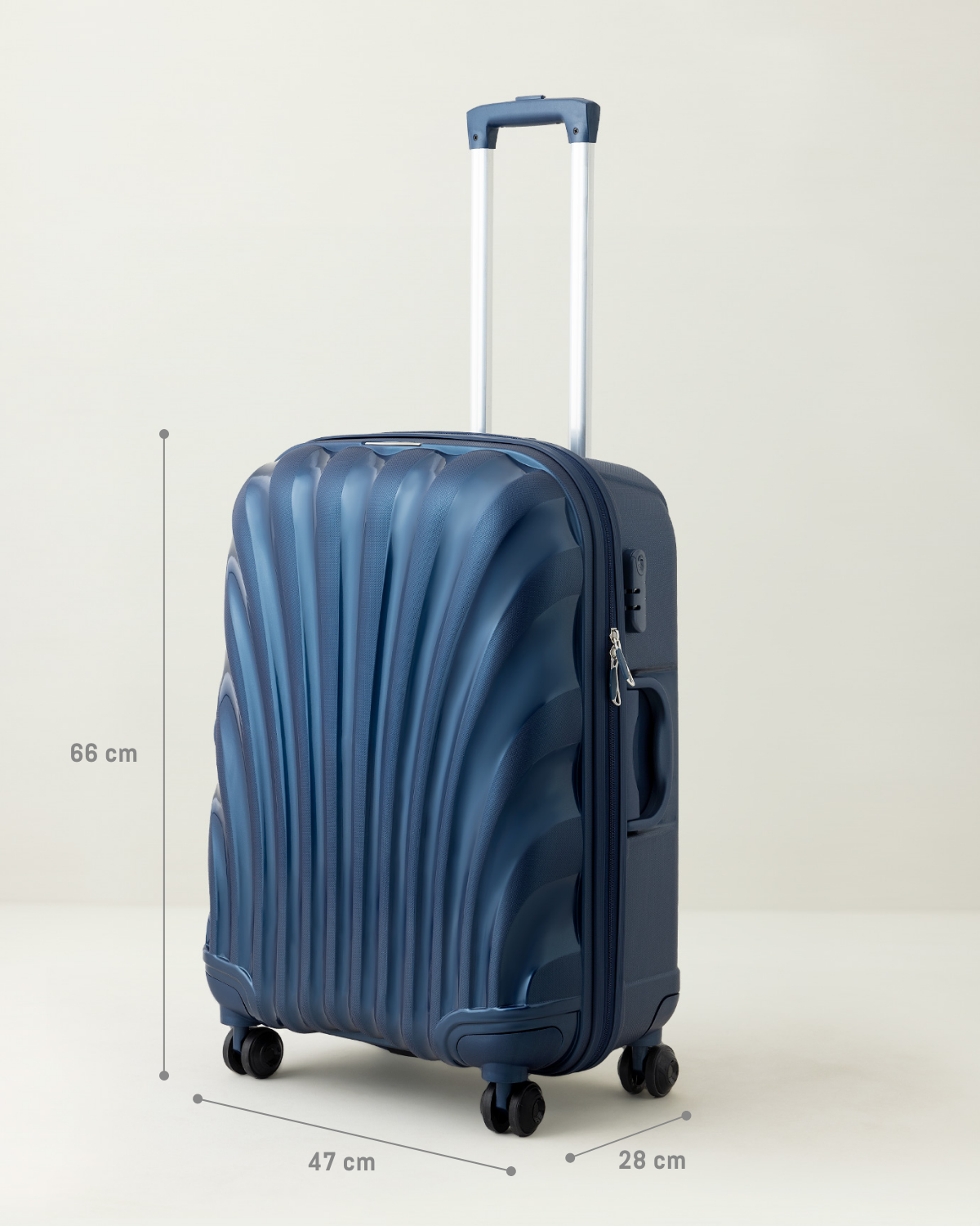 Medium Navy Blue Travel Suitcase - Durable Luggage