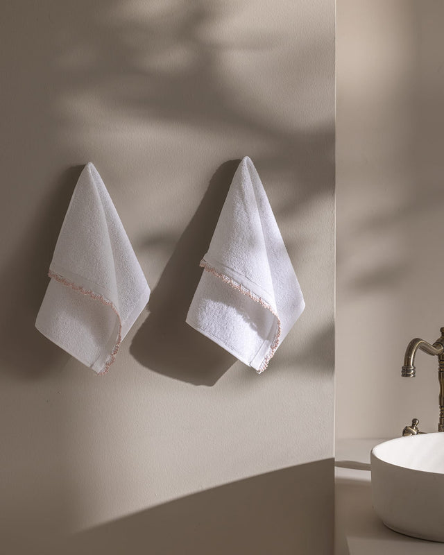 100% Cotton 2-Piece Hand Towel Set - Elegant Crochet Detail