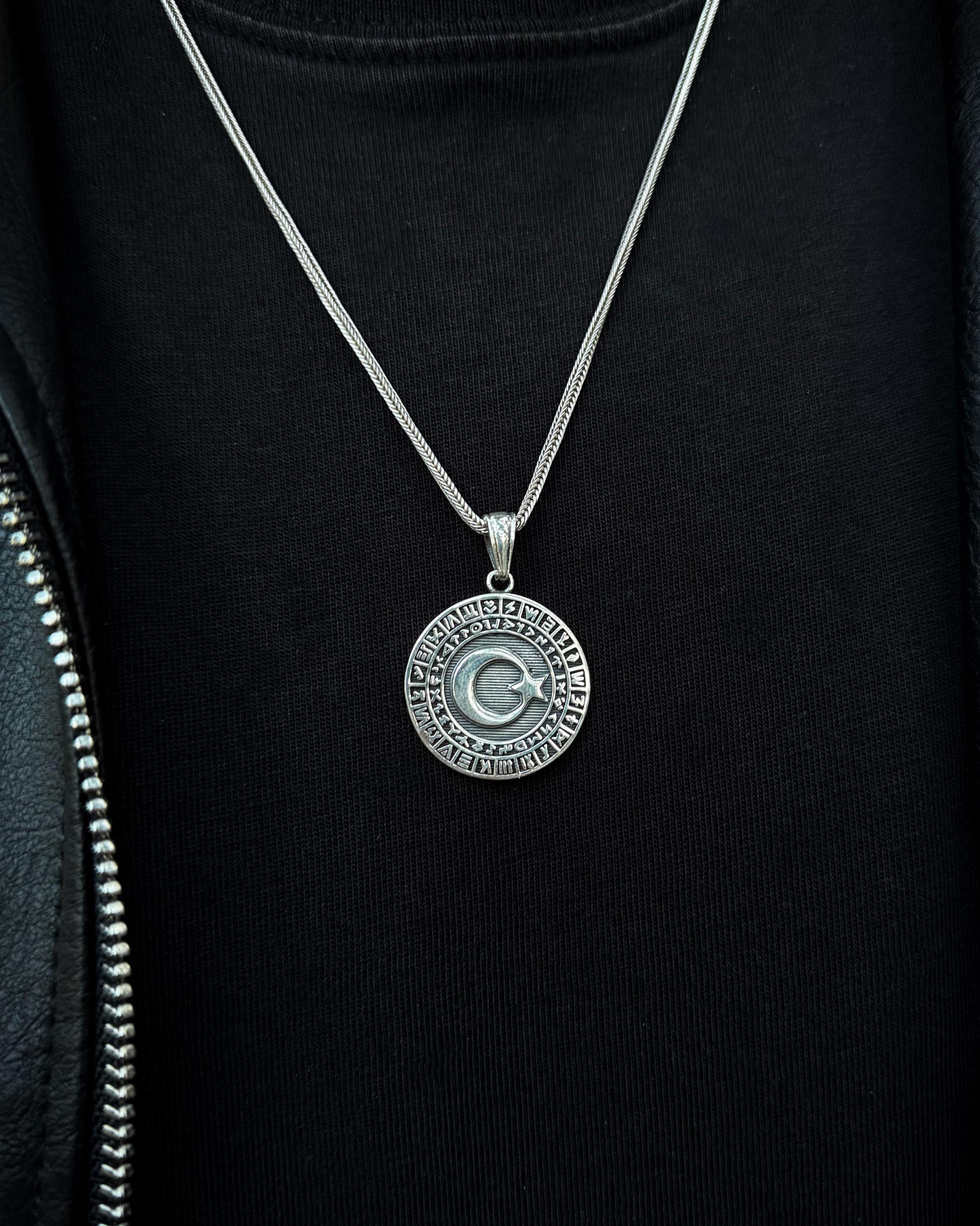 Collier Médaillon en Argent Sterling - Design Héritage Étoile Croissant