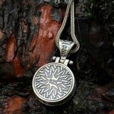 Sterling Silver Rotating Crescent & Wolf Symbol Necklace