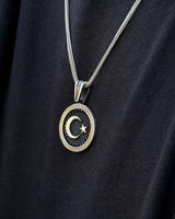 Collana con medaglione a mezzaluna nera e stella in argento sterling - simbolica