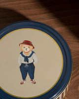 Elegant Metal Storage Box - Round Jasmin Navy Beige Food Safe