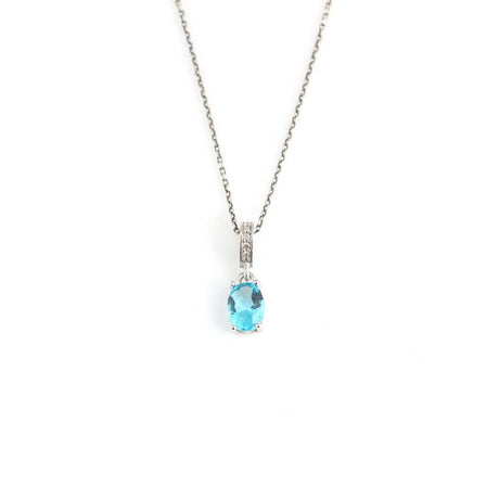 Premium 925 Sterling Silver Oval Aquamarine Necklace